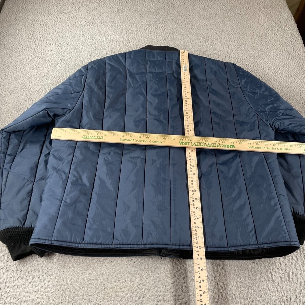 Refrigiwear Insulated Puffer Men's Long Coat Size 2XL Navy Blue‎ Warm Full Zip * - Picture 10 of 13
